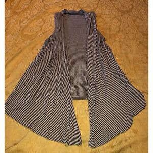 Splendid Blue Beige Stripe Womens Size Small Drape Open Front Cardigan